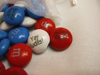 Candies with 'Yay Audits!' written on them